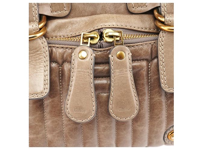 Chloé Borsa Tote Bay in pelle beige - vista 7