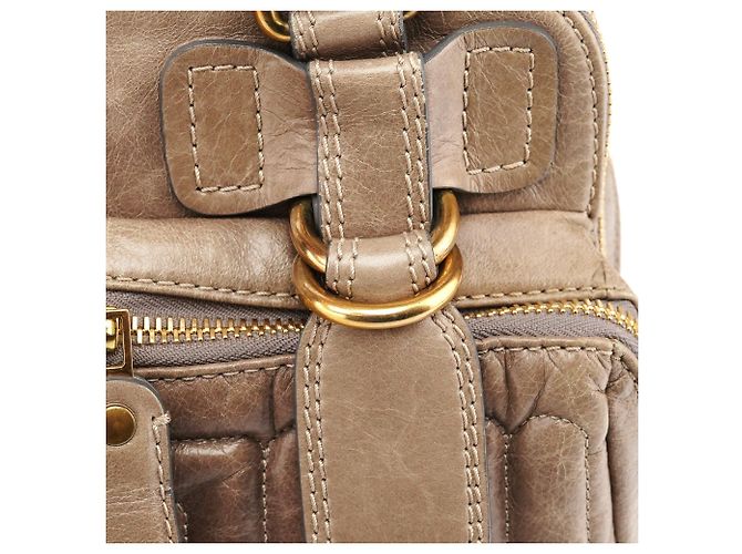 Chloé Borsa Tote Bay in pelle beige - vista 8