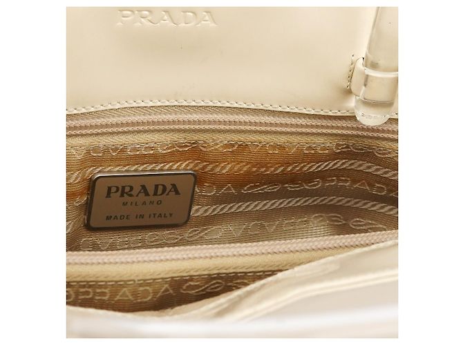 Prada Borsa Tote 1998 Ivory Spazzolato Plex con manici in plastica - vista 12