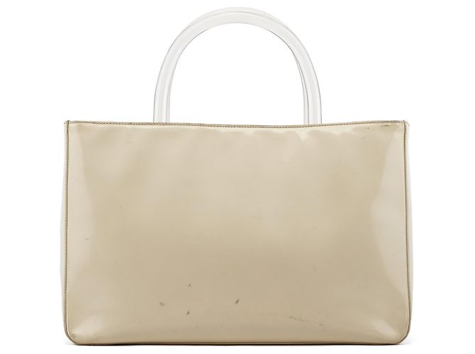 Prada Borsa Tote 1998 Ivory Spazzolato Plex con manici in plastica - vista 3