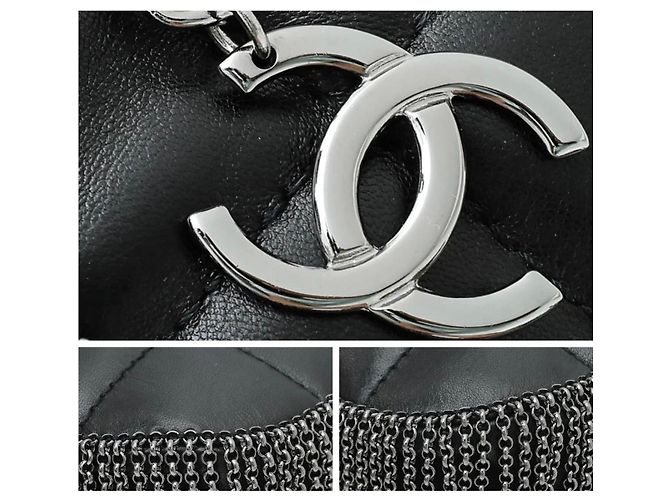 Chanel 02A Mini Borsa in Pelle d'Agnello Matelassé Nera - vista 6