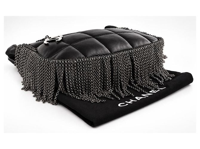 Chanel 02A Mini Borsa in Pelle d'Agnello Matelassé Nera - vista 7