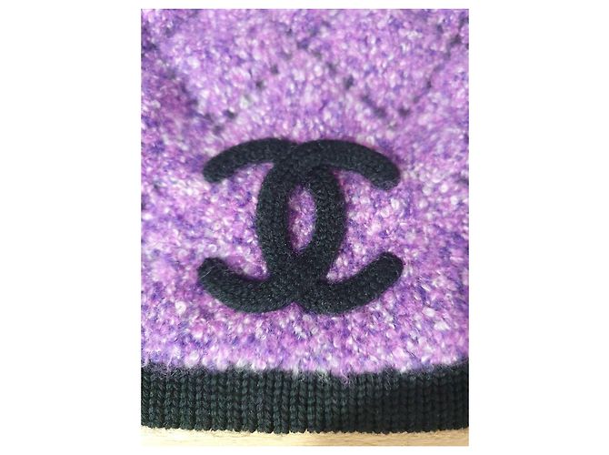 Cappello Chanel Logo CC in Cashmere Viola - vista 3