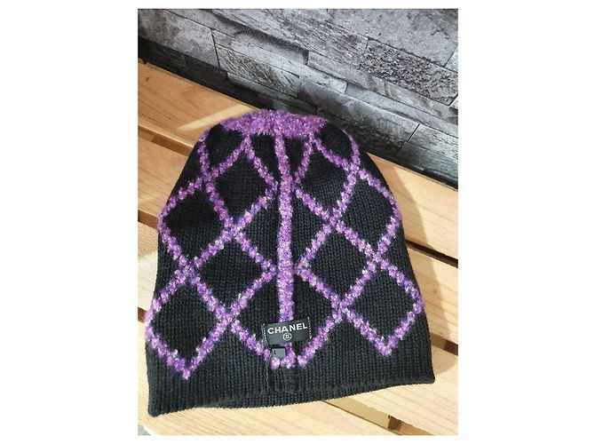 Cappello Chanel Logo CC in Cashmere Viola - vista 7