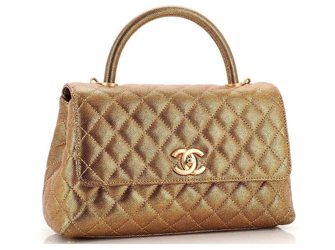 Chanel Small Coco Handle Rose Gold Pelle Caviar - vista 3