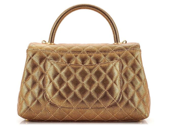 Chanel Small Coco Handle Rose Gold Pelle Caviar - vista 4
