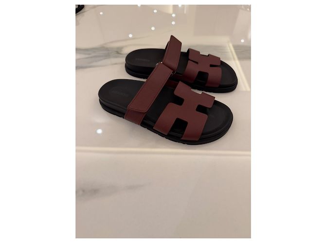 Hermès Chypre Leder-Sandalen - Ansicht 3