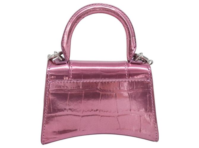 Balenciaga Hourglass Chain Top Handle Crocodile Embossed Leather Mini - vista 2