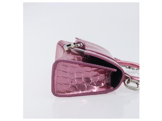 Balenciaga Hourglass Chain Top Handle Crocodile Embossed Leather Mini - vista 3