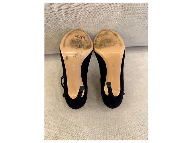 Gianvito Rossi Sandali stringati in camoscio nero - vista 6