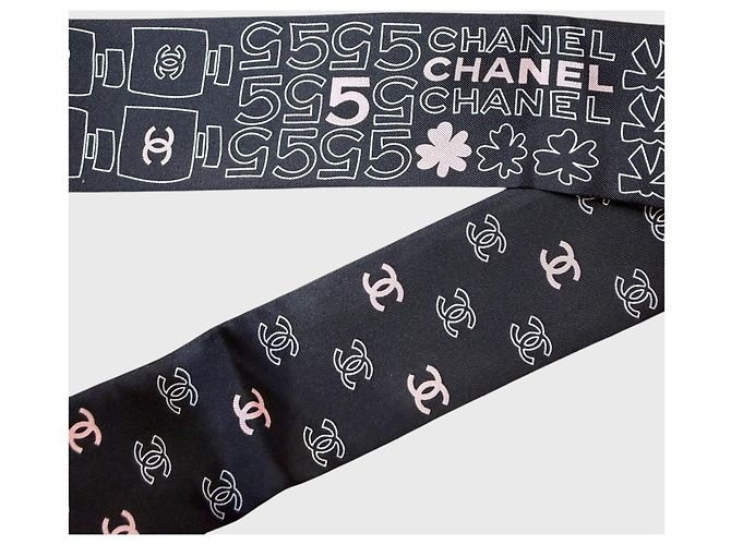 Foulard slim Chanel Trèfle nero - vista 3