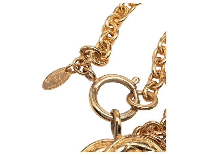 Collana con pendente matelassé Chanel CC placcato oro - vista 5