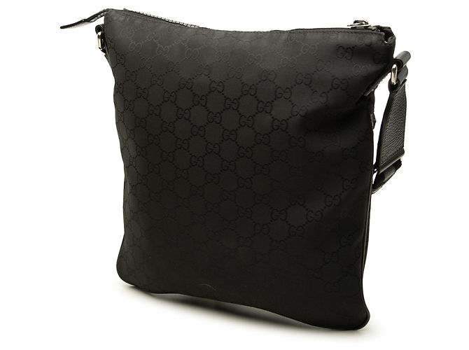 Borsa a tracolla Gucci GG in nylon nero con banda Web - vista 2