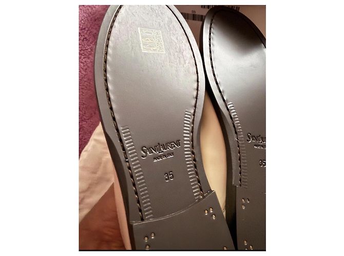 Autre Marque Saint Laurent Mocassini in Pelle Beige - vista 5
