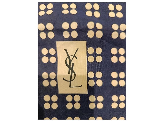 Foulard in seta Yves Saint Laurent blu monogramma YSL - vista 2