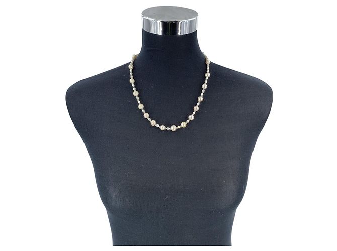 Autre Marque Collana di perle Akoya e d'acqua dolce Vintage White 10mm e 3mm 53cm - vista 2