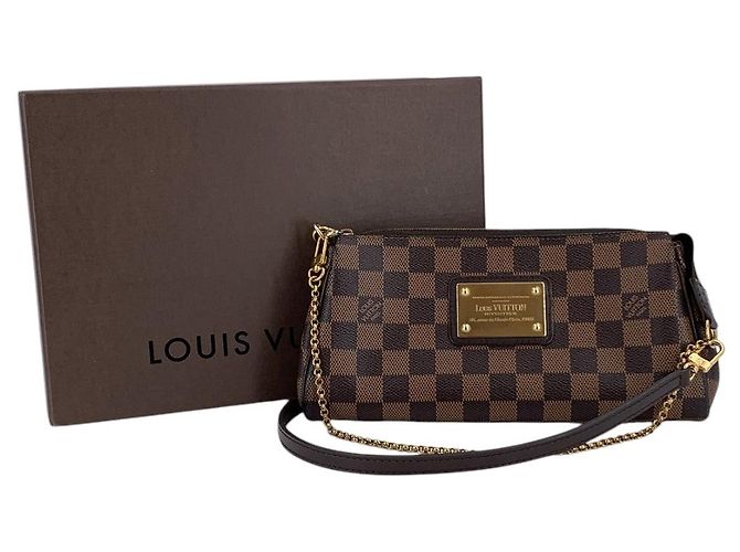 Louis Vuitton Borsa a tracolla Pochette Eva in canvas Damier Ebene marrone - vista 3