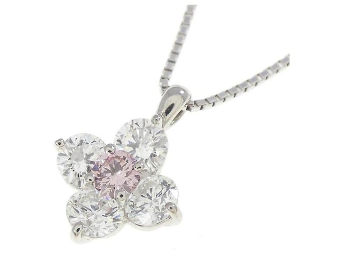 Autre Marque Platin-Blumen-Diamantcollier - Ansicht 3