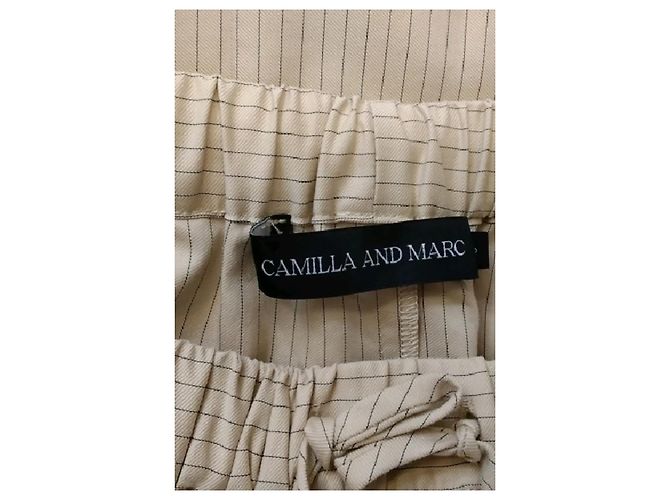 Autre Marque Falda acampanada CAMILLA AND MARC de algodón beige con rayas - vista 5