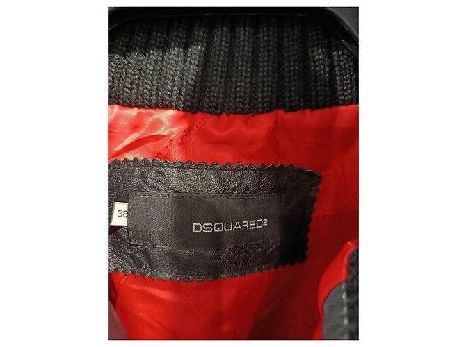 Dsquared2 Black Leather Bomber Jacket with Gold Hardware - view 2