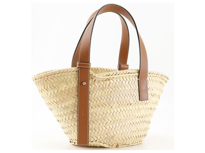 Borsa Bucket Loewe in rafia e vitello - vista 3