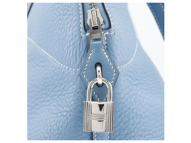 Hermès Borsa Hermes Bolide 35 in pelle Blue Jean - vista 10