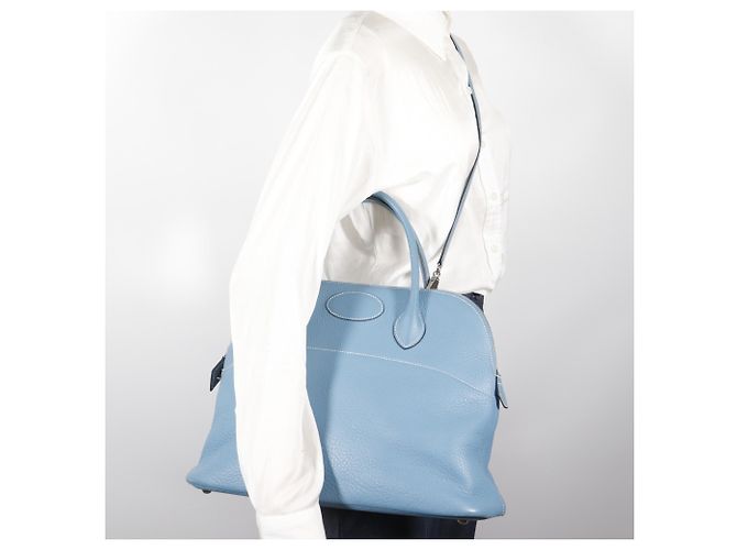 Hermès Borsa Hermes Bolide 35 in pelle Blue Jean - vista 13