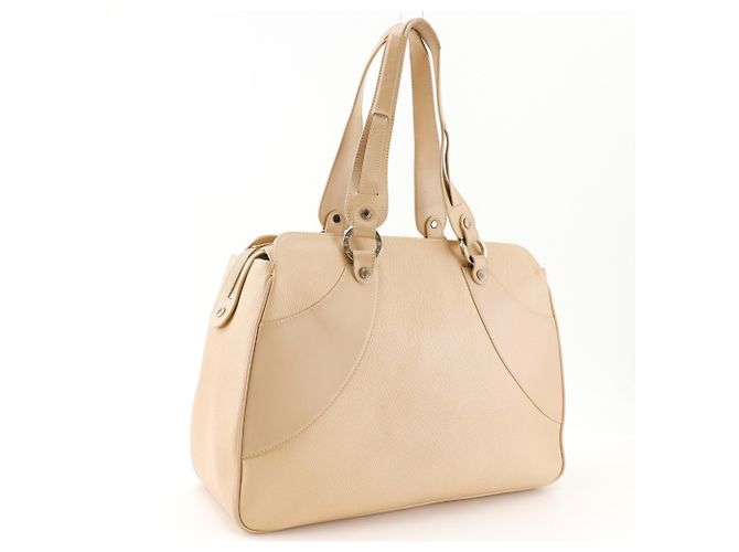Bulgari Borsa Bvlgari in pelle beige - vista 3