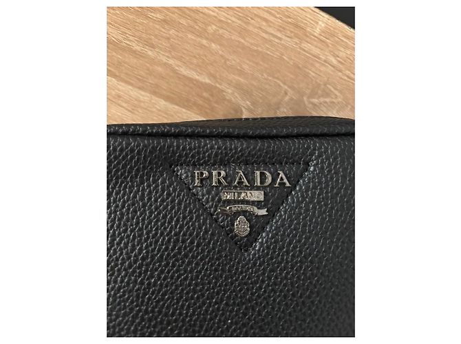 Pochette Prada in pelle nera grana - vista 5