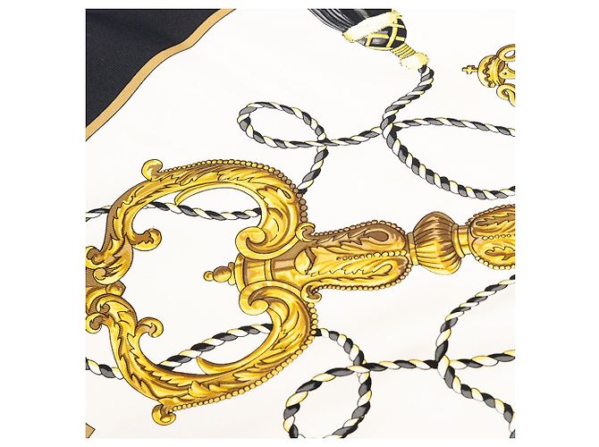 Hermès White Les Clefs Seidentuch 90 - Ansicht 10