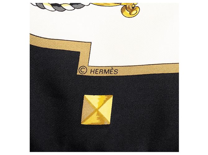 Hermès White Les Clefs Seidentuch 90 - Ansicht 11