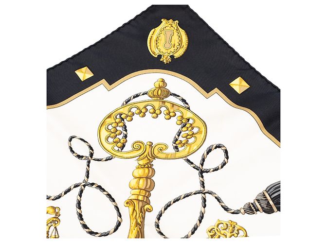 Hermès White Les Clefs Seidentuch 90 - Ansicht 5