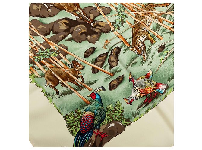Foulard in seta Hermès Green Sichuan 90 - vista 7