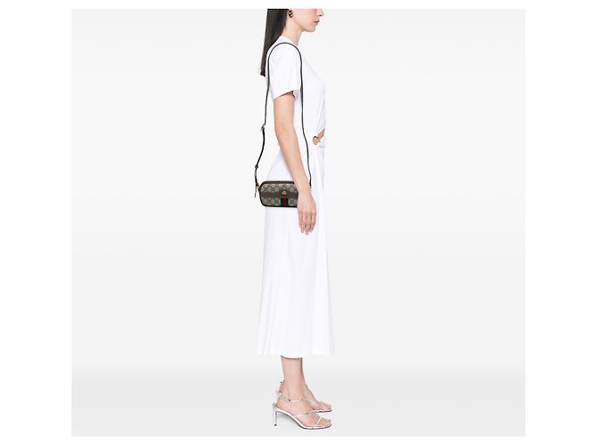 Gucci Mini Borsa a Tracolla Ophidia Web GG Supreme Beige - vista 5