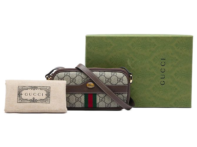 Gucci Mini Borsa a Tracolla Ophidia Web GG Supreme Beige - vista 6