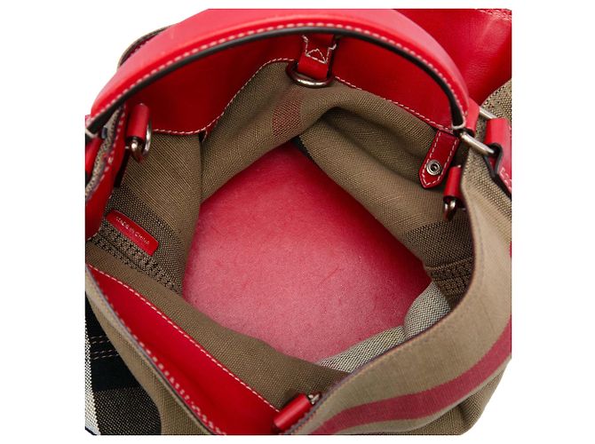 Borsa secchiello Burberry Ashby in tela Mega Check marrone Medium - vista 4