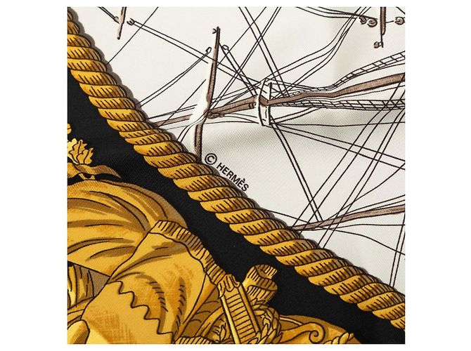 Hermès Seidentuch White Marine et Cavalerie 90 - Ansicht 6