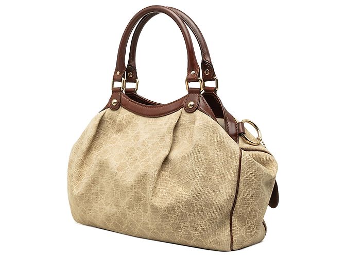 Borsa Tote Gucci Sukey Medium in canvas GG marrone - vista 2