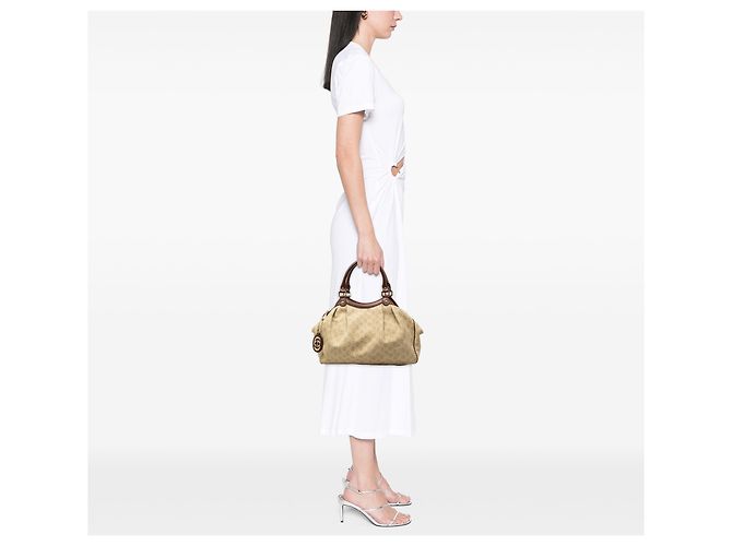 Borsa Tote Gucci Sukey Medium in canvas GG marrone - vista 7