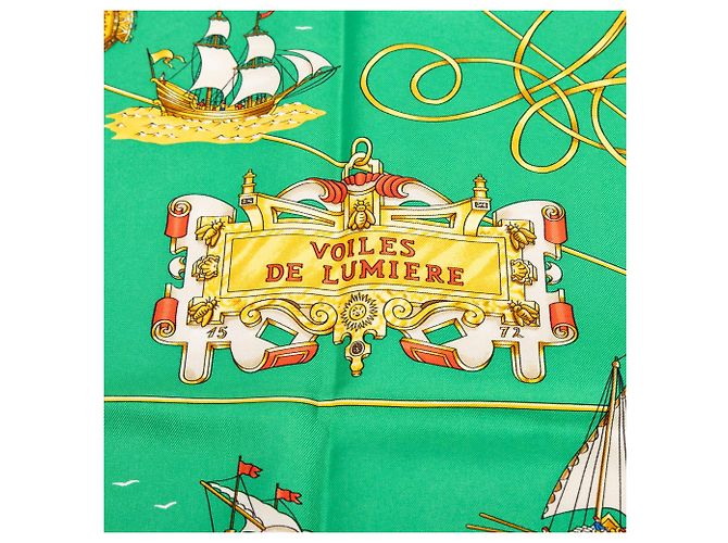 Foulard di seta Hermès Green Voiles de Lumiere 90 - vista 6