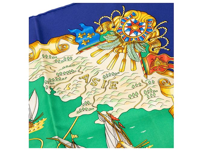 Foulard di seta Hermès Green Voiles de Lumiere 90 - vista 8