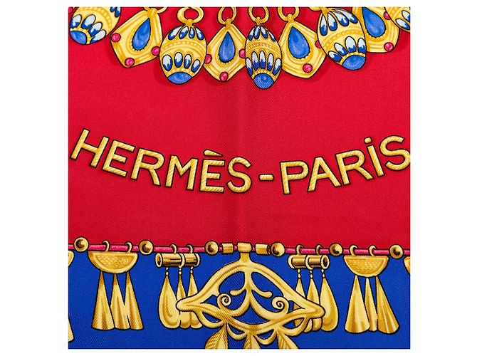 Foulard di seta Hermès Red Parures des Sables 90 - vista 5