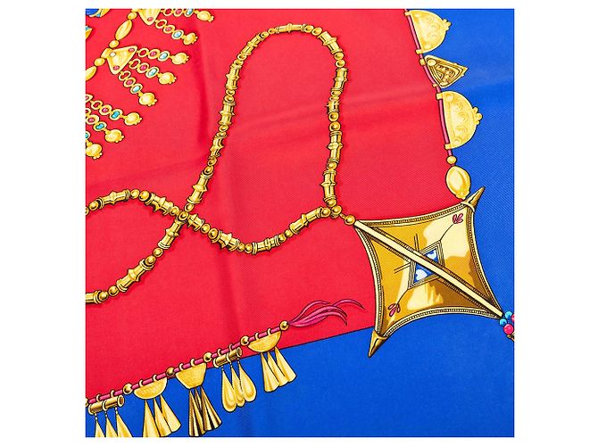 Foulard di seta Hermès Red Parures des Sables 90 - vista 7