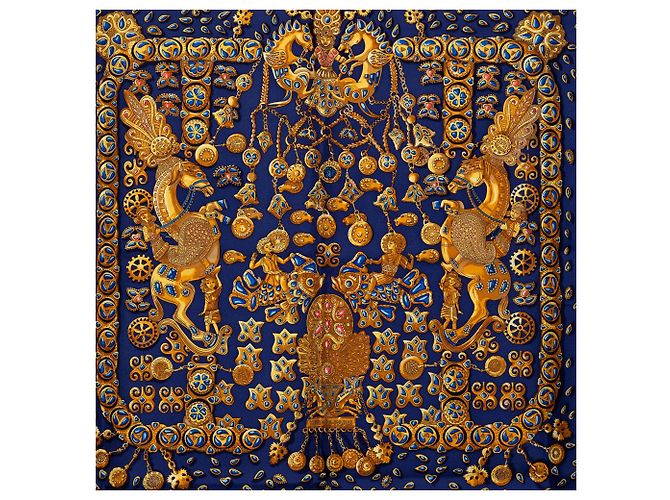 Foulard di seta Hermès Blue Tresors Retrouves 90 - vista 2