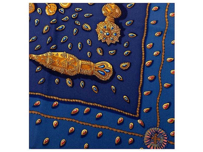 Foulard di seta Hermès Blue Tresors Retrouves 90 - vista 5