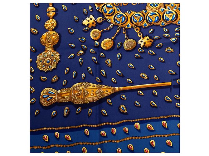 Foulard di seta Hermès Blue Tresors Retrouves 90 - vista 6