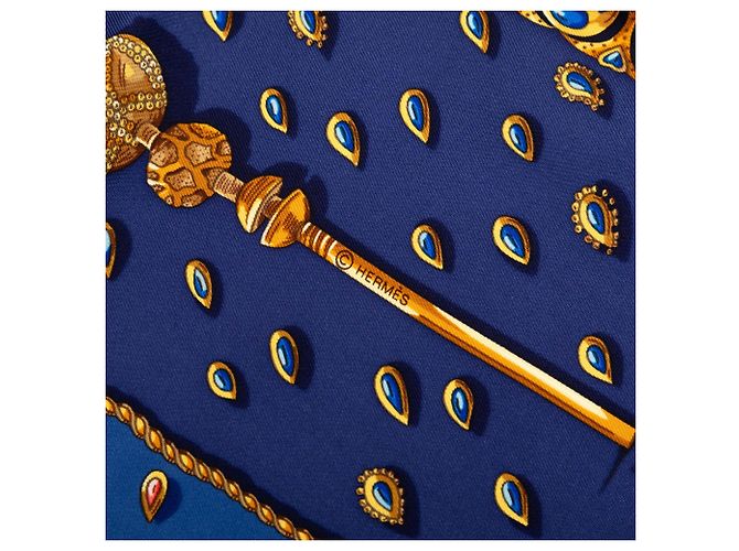 Foulard di seta Hermès Blue Tresors Retrouves 90 - vista 7