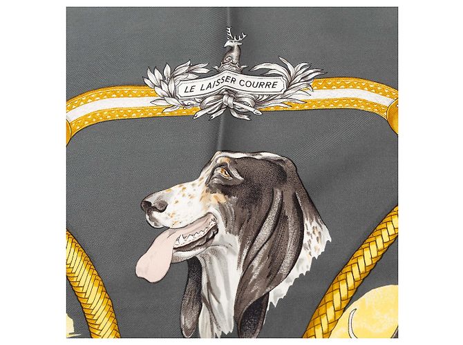 Hermès Gray Le Laisser Courre Seidentuch 90 - Ansicht 3