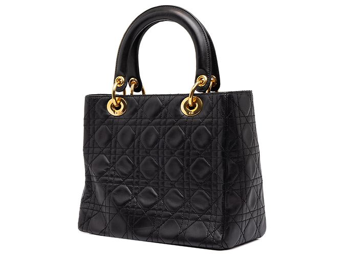 Dior Black Medium Lambskin Cannage Lady Dior - vista 2