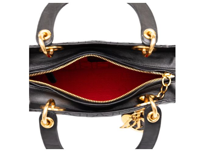 Dior Black Medium Lambskin Cannage Lady Dior - vista 4